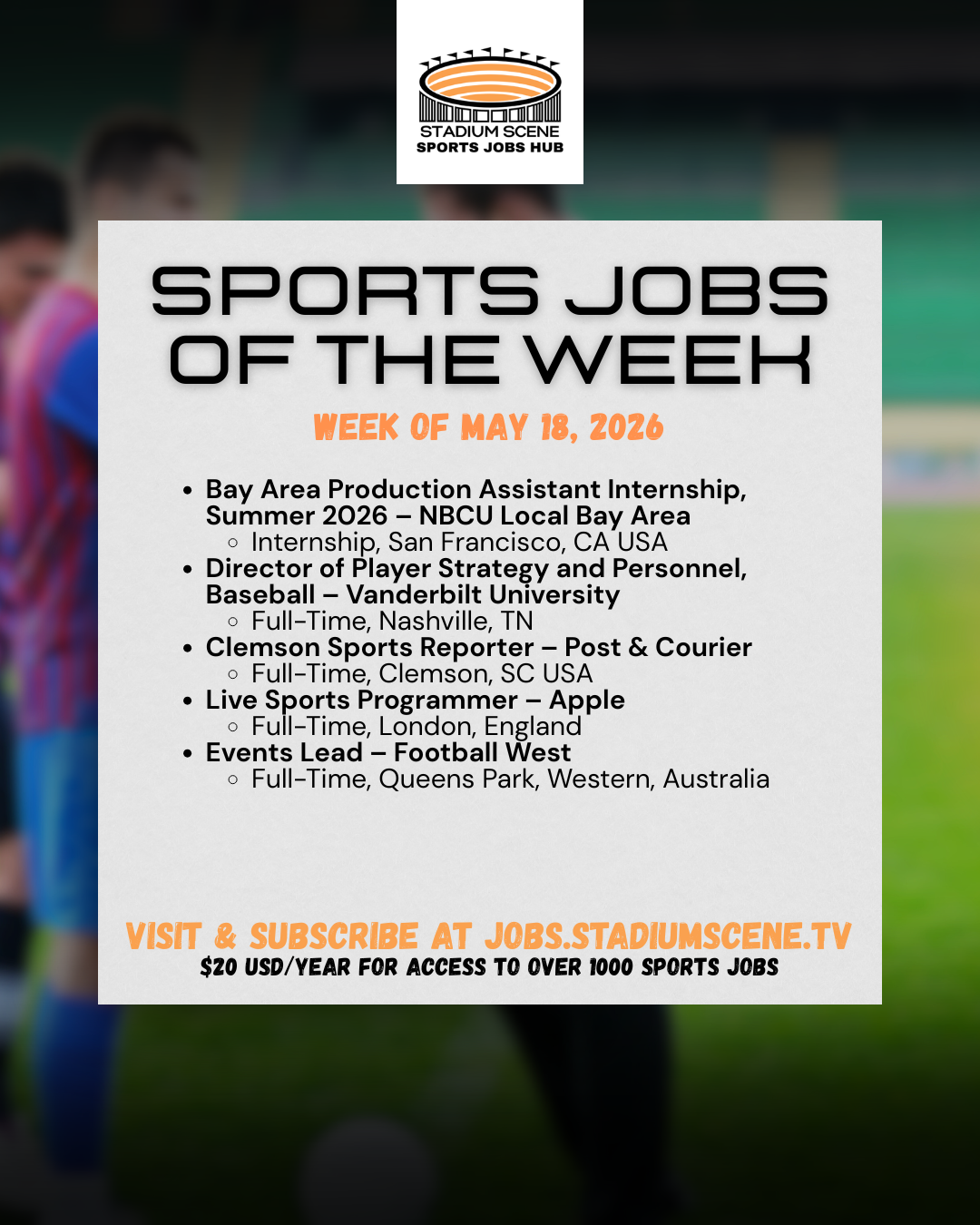 Sports Jobs Rundown - May 20, 2026
