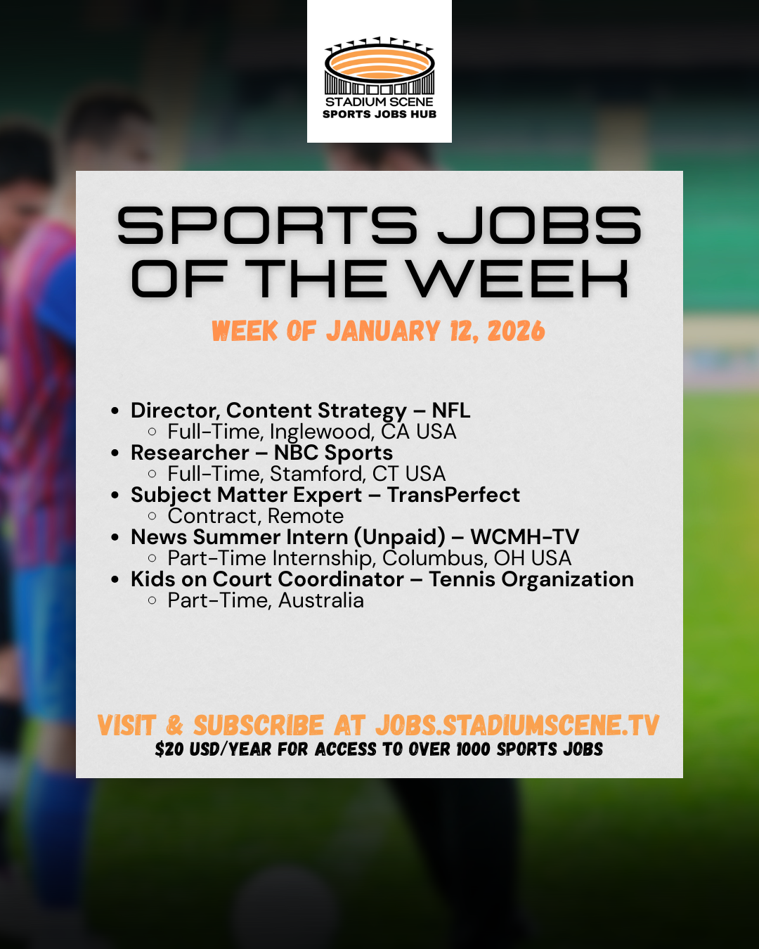 Sports Jobs Rundown - January 14, 2026 Featured Image
